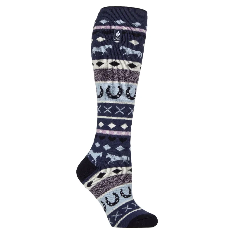 Heat Holders Portree Womens Jacquard Lite Long Socks - Fairisle Blue