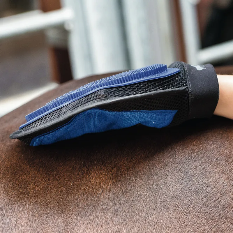 Horse Guard Grooming Mitt - Black/Blue-2