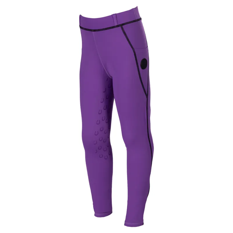 HKM Amina Full Grip Junior Girls Riding Tights - Dark Lilac