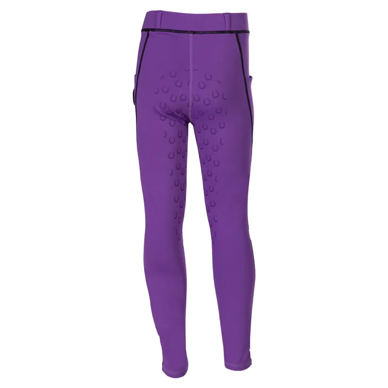 HKM Amina Full Grip Junior Girls Riding Tights - Dark Lilac-1