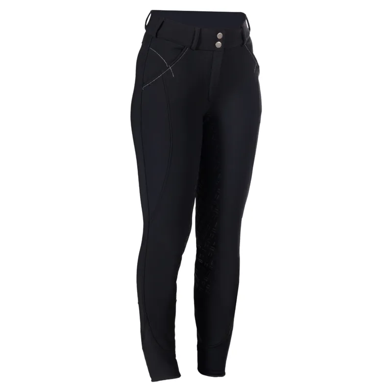 HKM Chrysti Womens Softshell Full Grip Breeches - Black-1