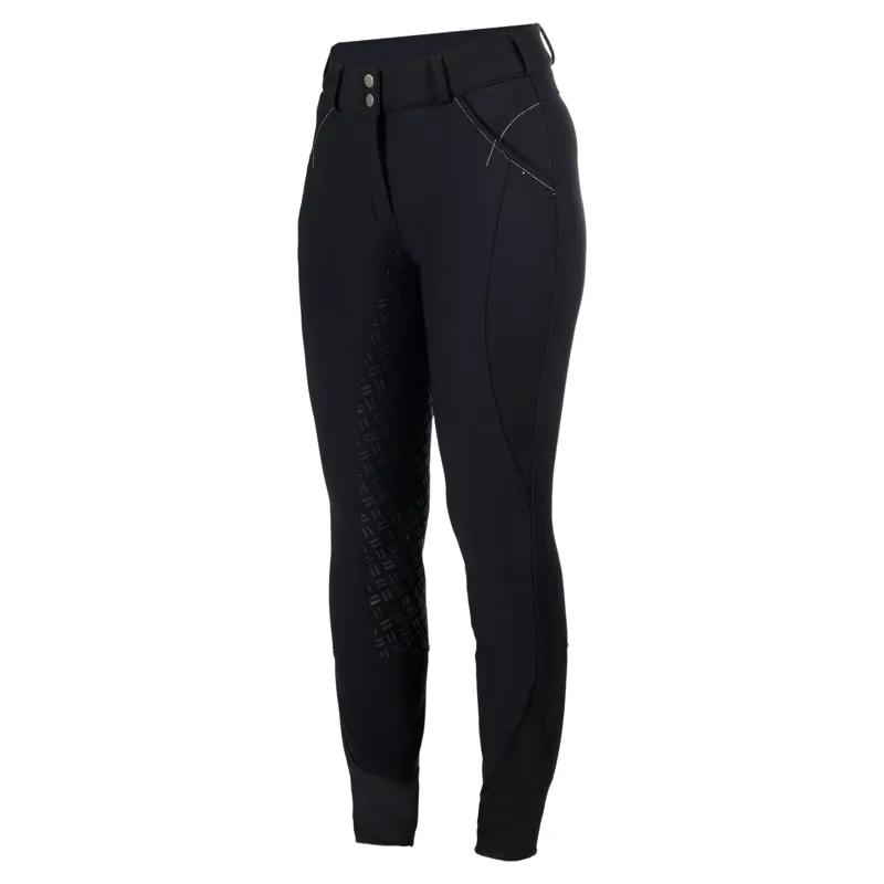 HKM Chrysti Womens Softshell Full Grip Breeches - Black-2