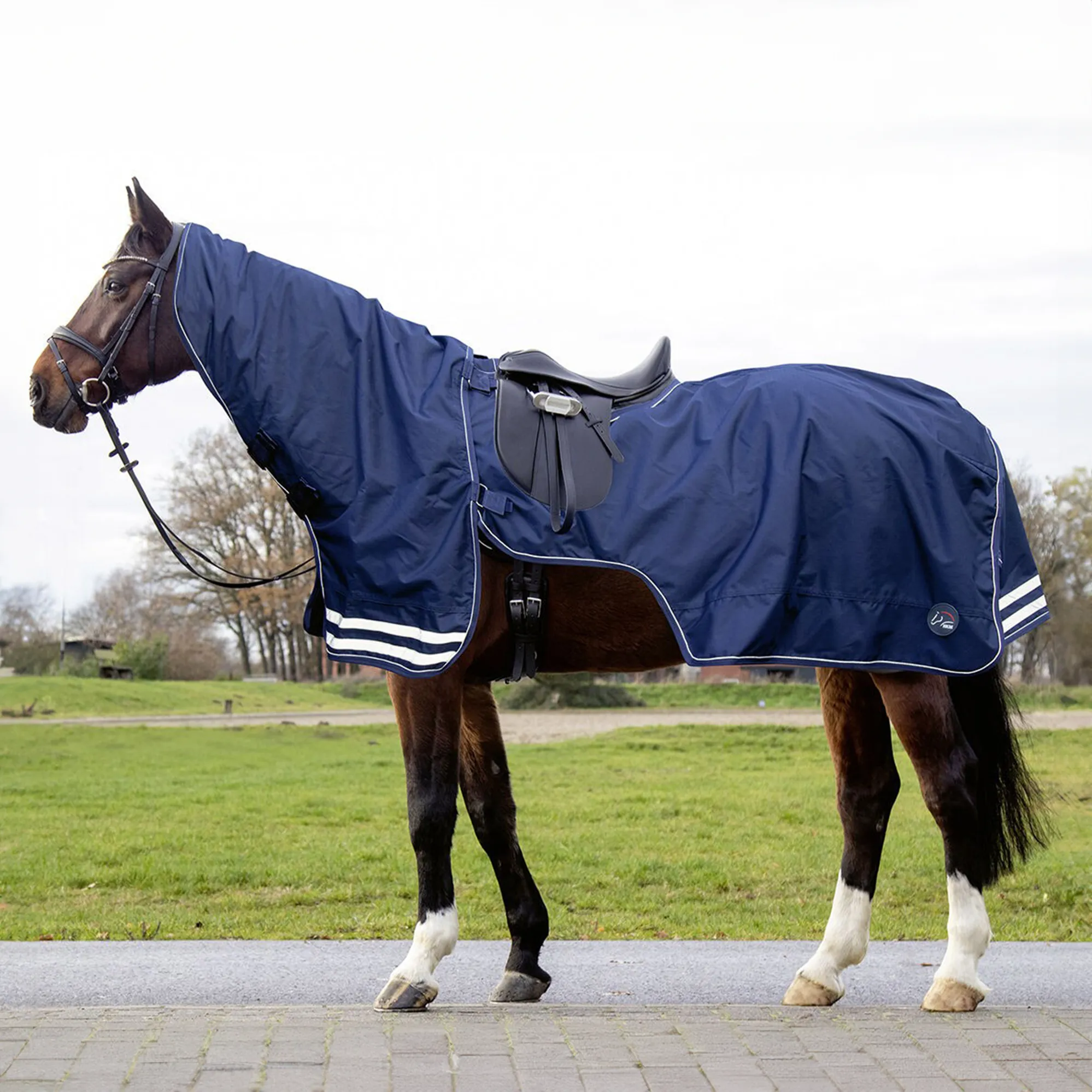 Blue Exercise Rug HKM Detachable Neck 600D Waterproof Exercise Rug - Deep Blue
