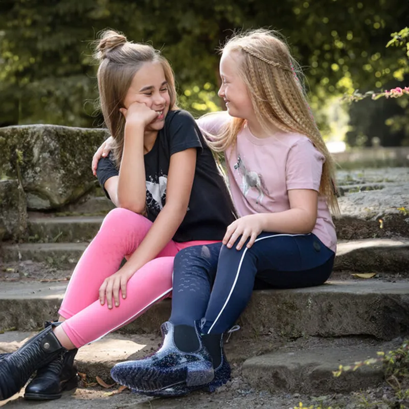 HKM Sparkle Horse Junior Girls T-Shirt - Old Rose-4