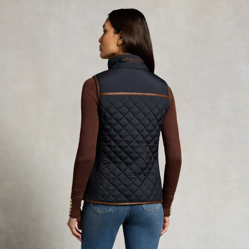 Holland Cooper Boughton Womens Diamond Quilted Gilet - Ink Navy-3