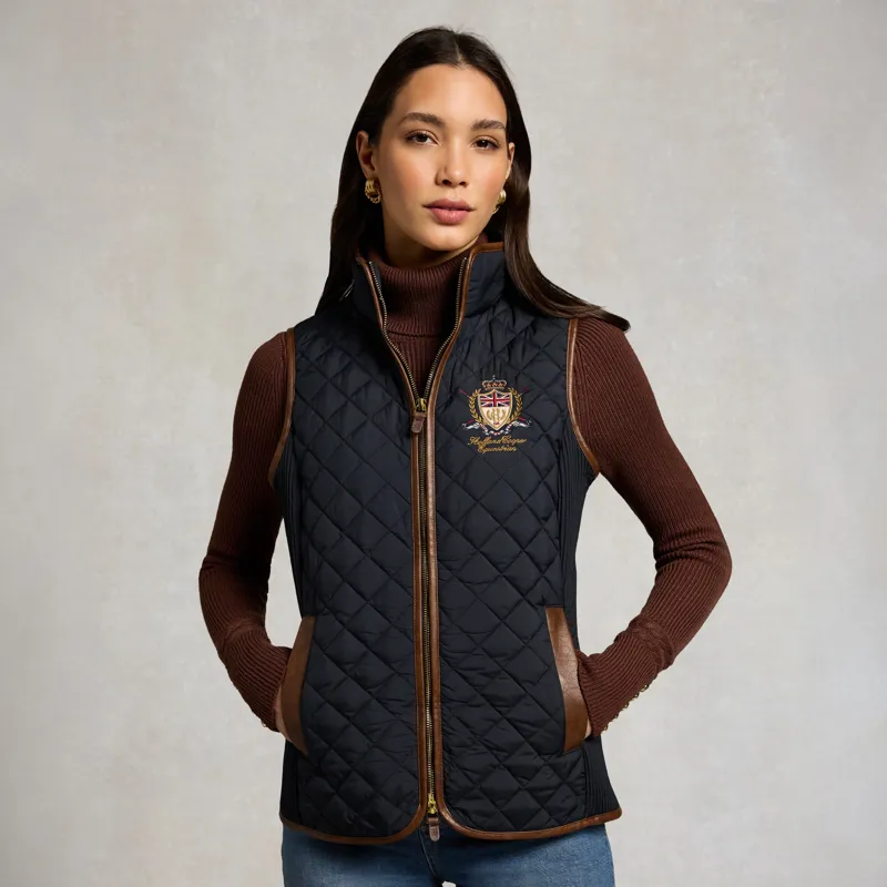 Holland Cooper Boughton Womens Diamond Quilted Gilet - Ink Navy-2