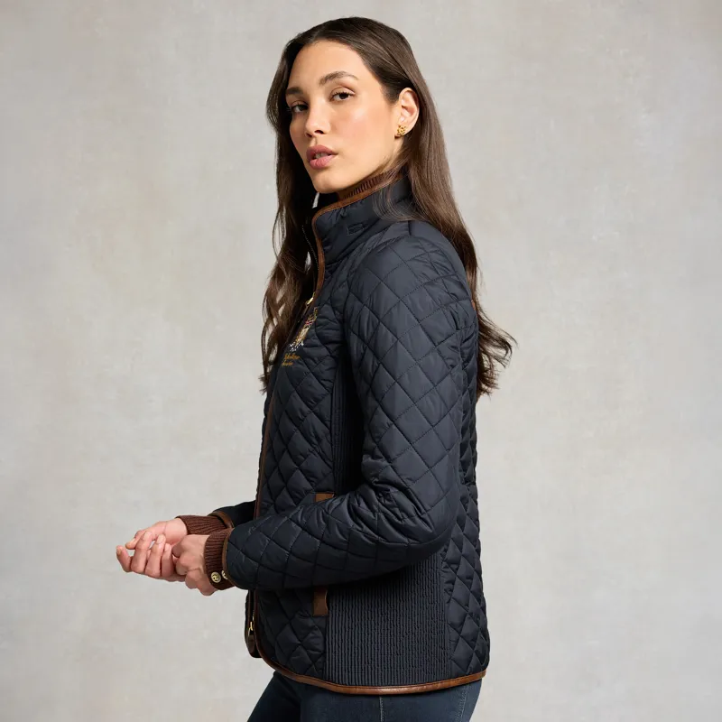 Holland Cooper Boughton Womens Diamond Quilted Jacket - Ink Navy-4