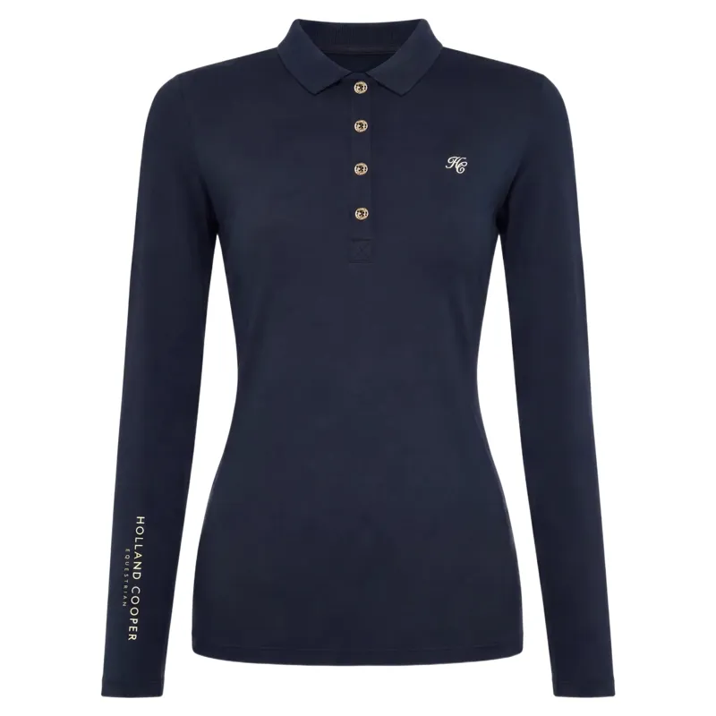 Holland Cooper Chiltern Long Sleeve Womens Polo Shirt - Ink Navy-1