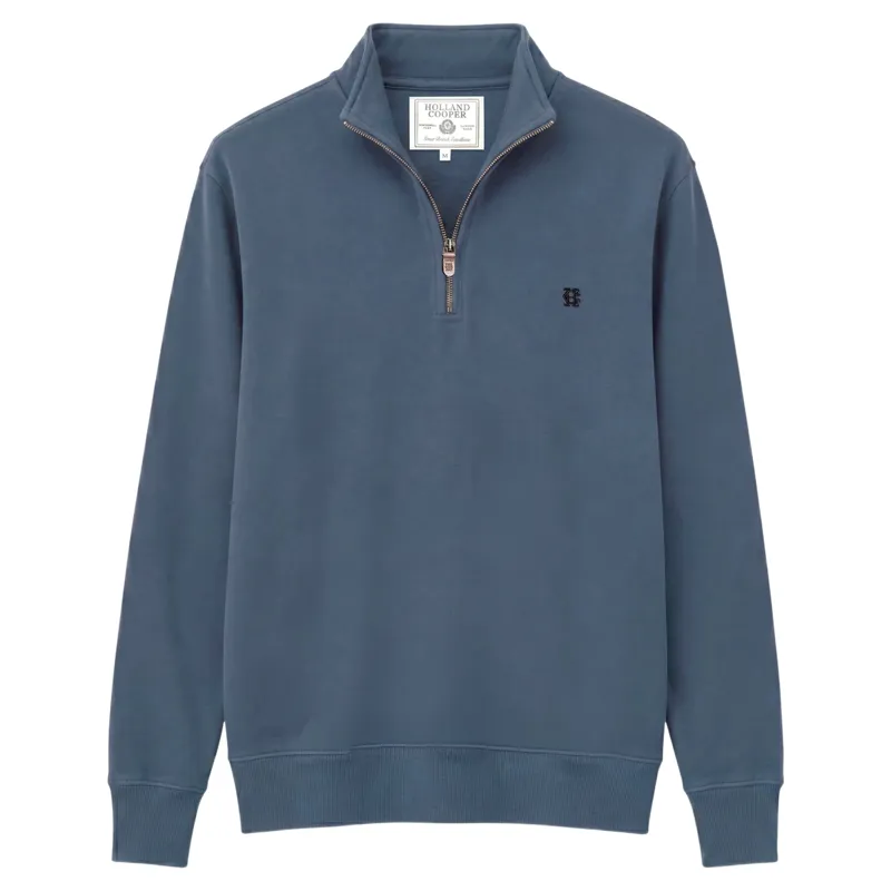 Holland Cooper Classic Mens Quarter Zip Sweat - Denim Blue-1