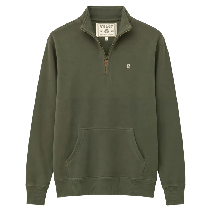 Holland Cooper Classic Mens Quarter Zip Sweat - Khaki-1