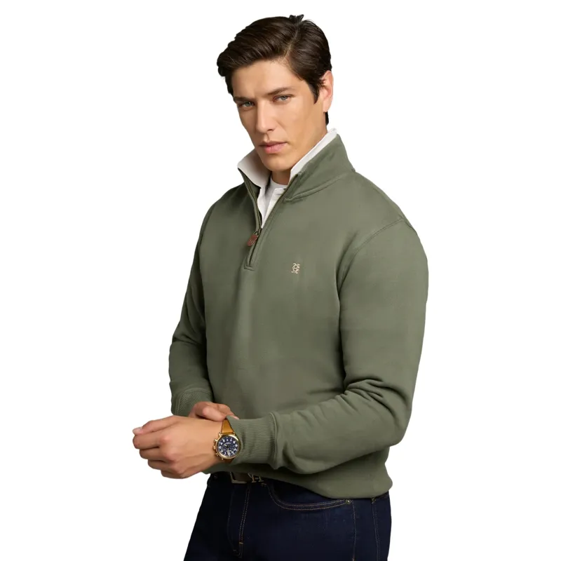 Holland Cooper Classic Mens Quarter Zip Sweat - Khaki-2