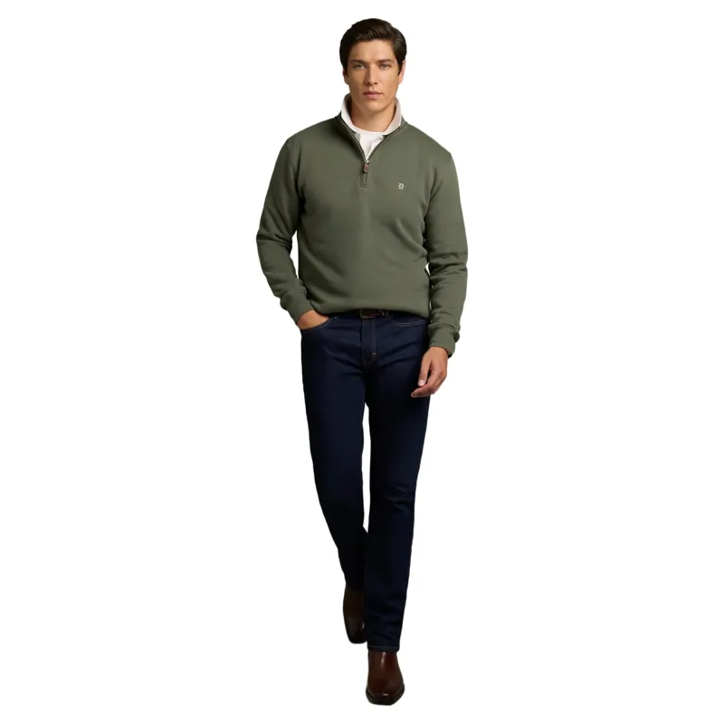Holland Cooper Classic Mens Quarter Zip Sweat - Khaki-3