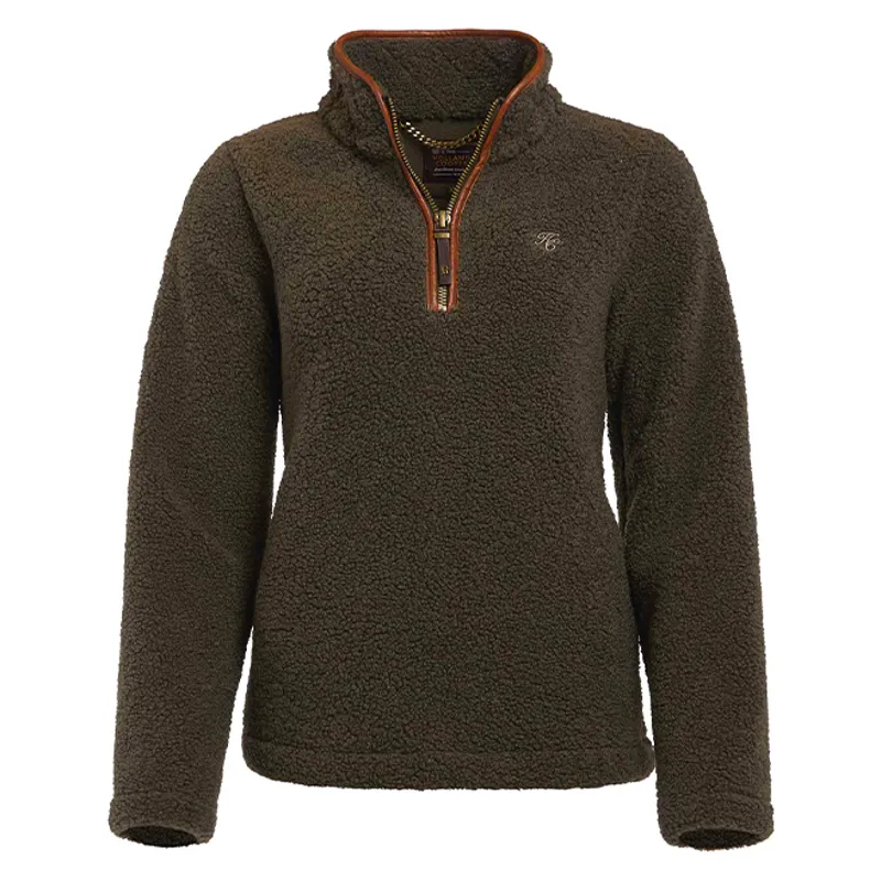 Holland Cooper Country Fleece Half Zip Ladies Jumper - Khaki Borg-3