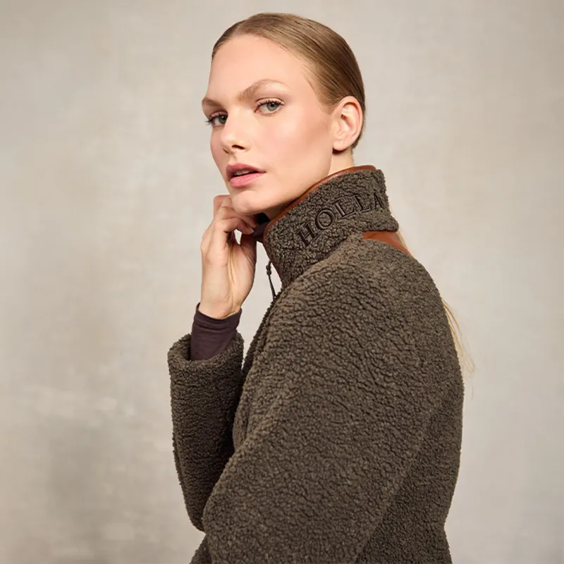 Holland Cooper Country Fleece Half Zip Ladies Jumper - Khaki Borg-2