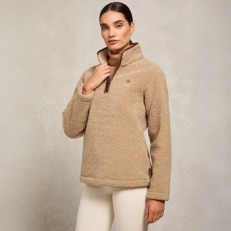 Holland Cooper Country Fleece Half Zip Ladies Jumper - Natural Borg-2