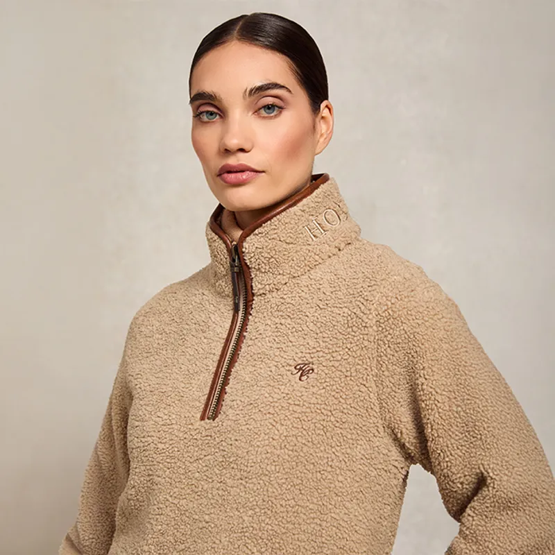 Holland Cooper Country Fleece Half Zip Ladies Jumper - Natural Borg-5