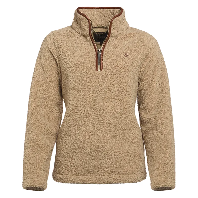 Holland Cooper Country Fleece Half Zip Ladies Jumper - Natural Borg-1