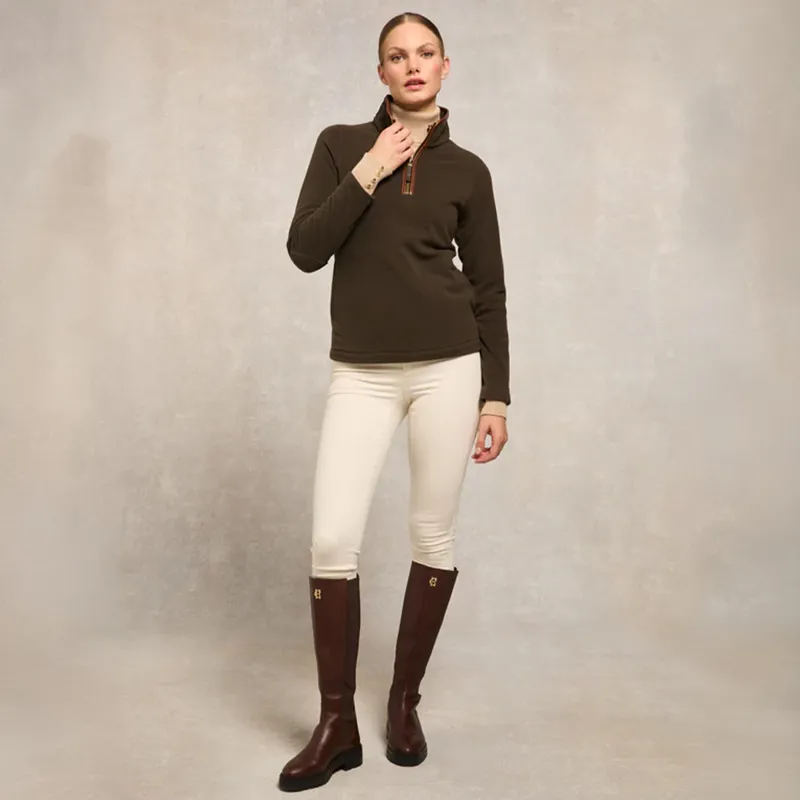 Holland Cooper Country Fleece Half Zip Ladies Jumper - Khaki-5