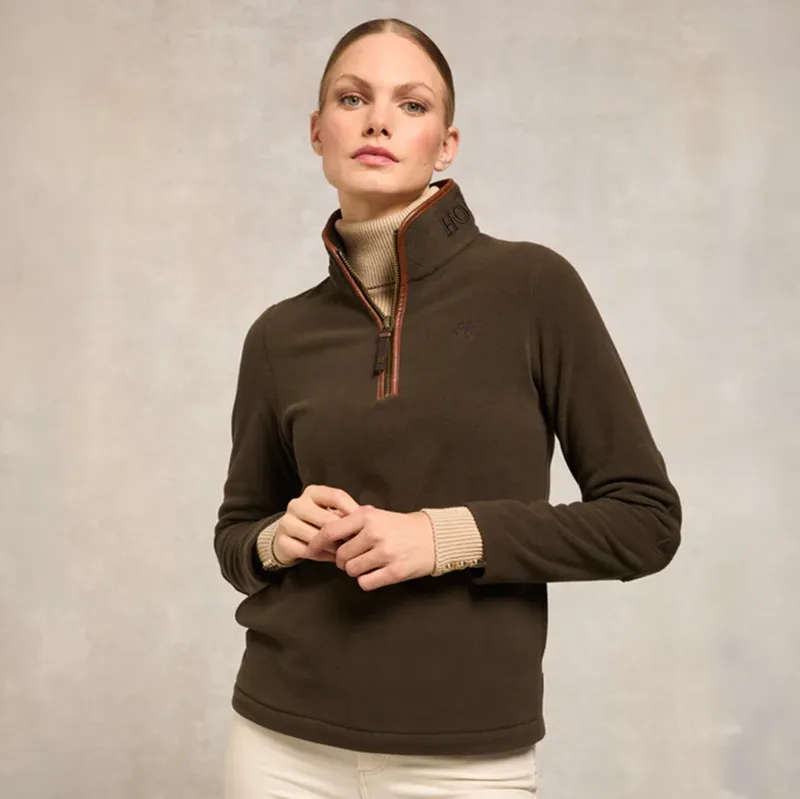 Holland Cooper Country Fleece Half Zip Ladies Jumper - Khaki