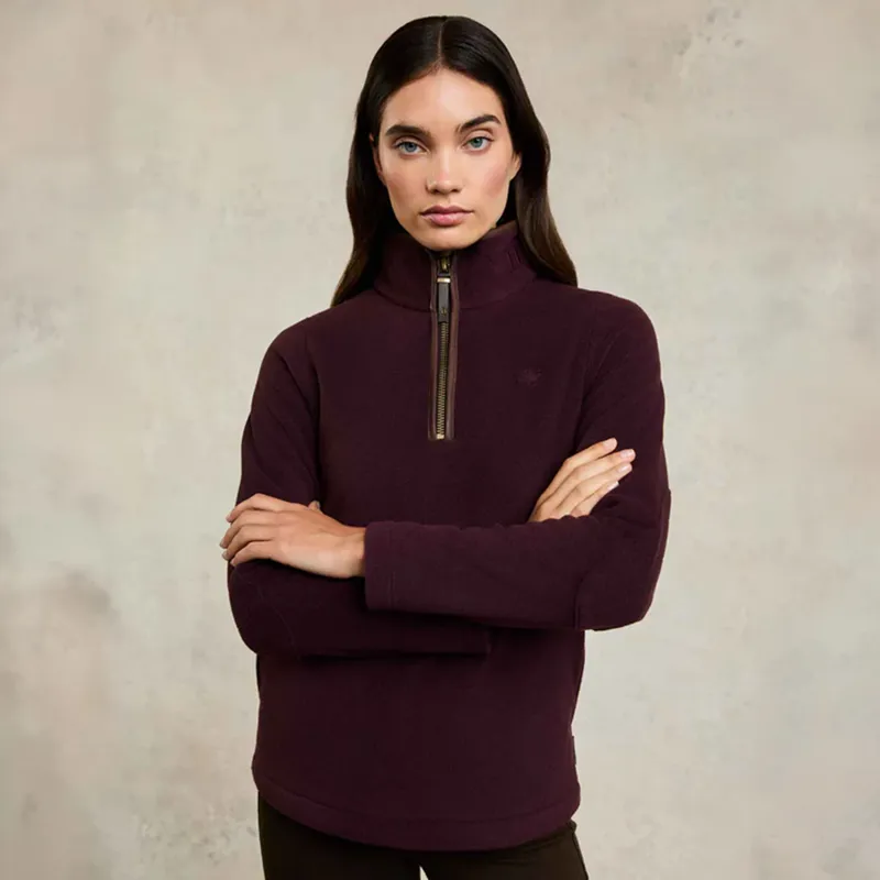 Holland Cooper Country Fleece Half Zip Ladies Jumper - Mulberry