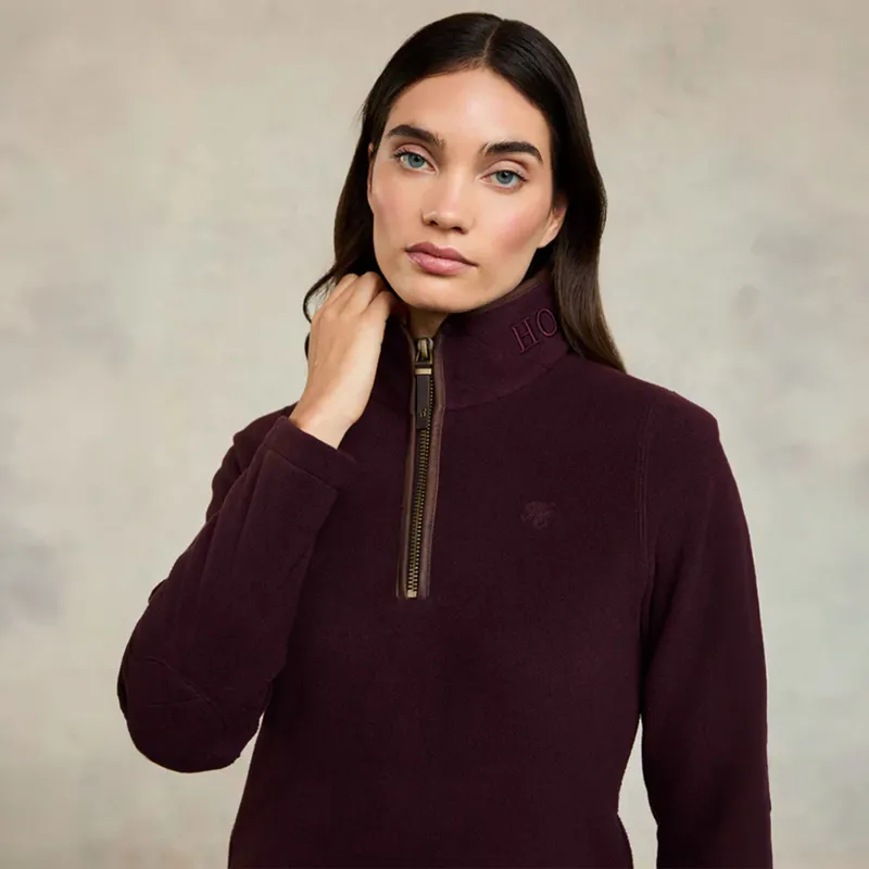 Holland Cooper Country Fleece Half Zip Ladies Jumper - Mulberry-6