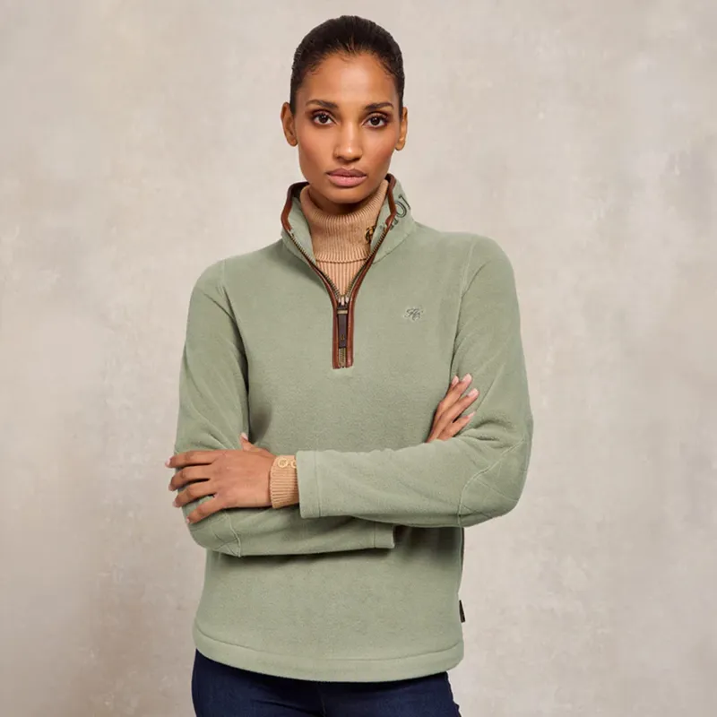 Holland Cooper Country Fleece Half Zip Ladies Jumper - Sage