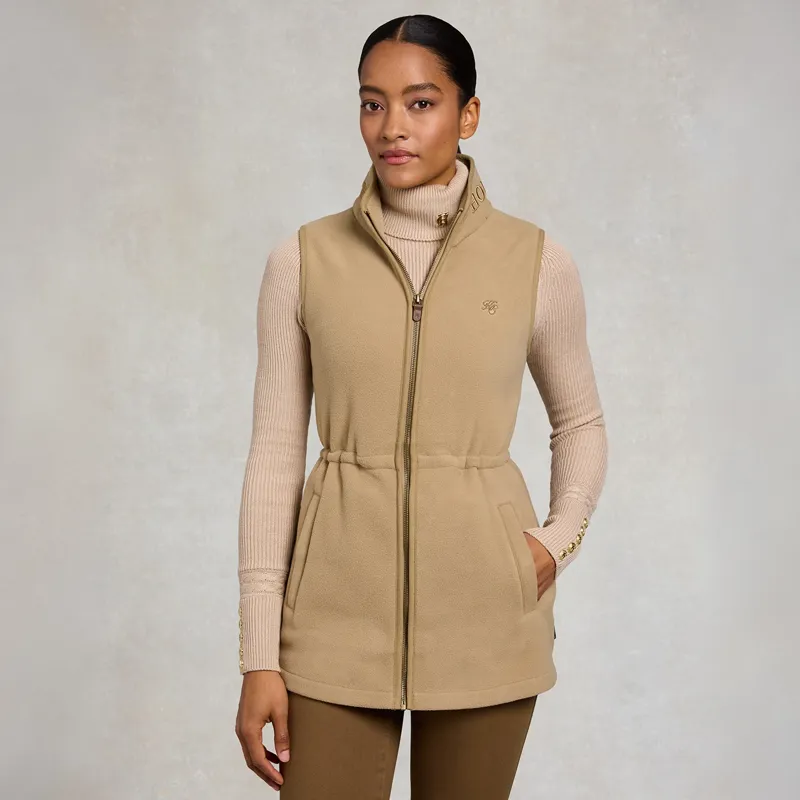 Holland Cooper Country Longline Fleece Womens Gilet - Sand