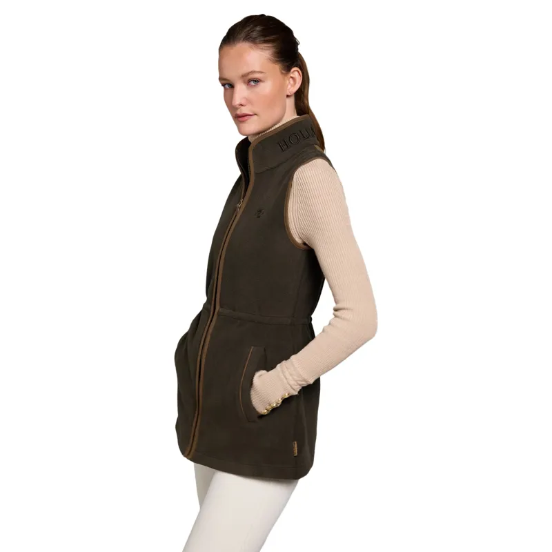 Holland Cooper Country Longline Fleece Womens Gilet - Khaki-1