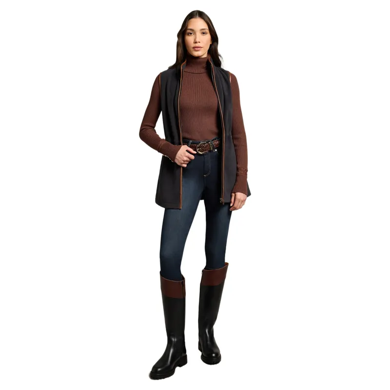 Holland Cooper Country Longline Fleece Womens Gilet - Ink Navy-4