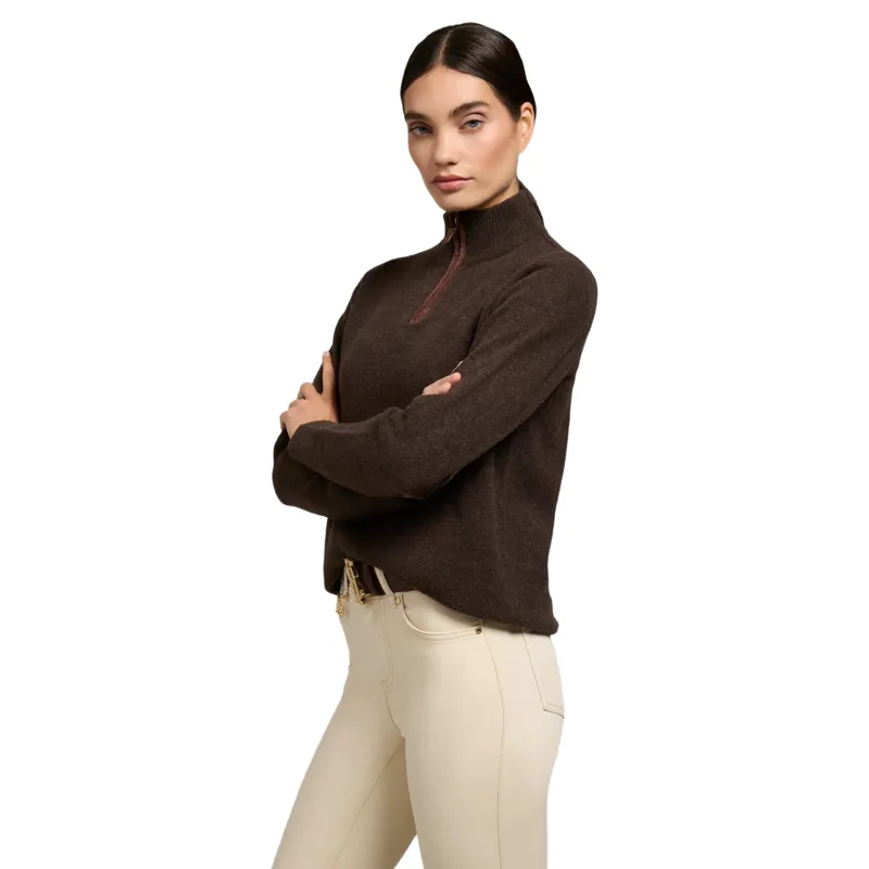 Holland Cooper Country Womens Quarter Zip Knit - Chocolate-5