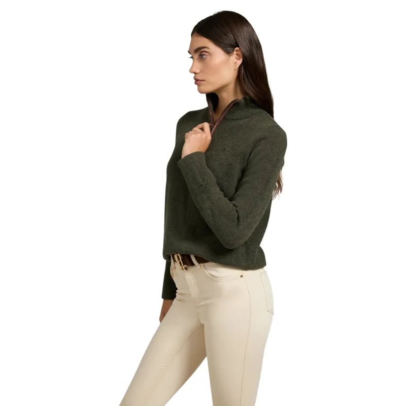 Holland Cooper Country Womens Quarter Zip Knit - Forest Marl-1
