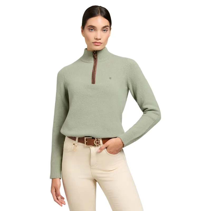 Holland Cooper Country Womens Quarter Zip Knit - Sage-3