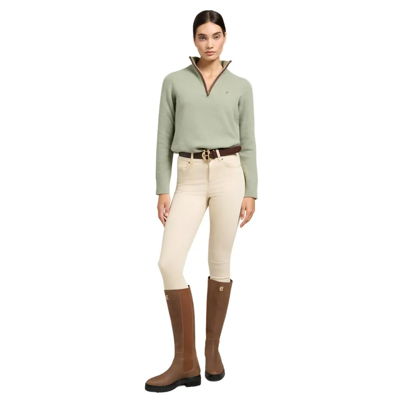 Holland Cooper Country Womens Quarter Zip Knit - Sage-2