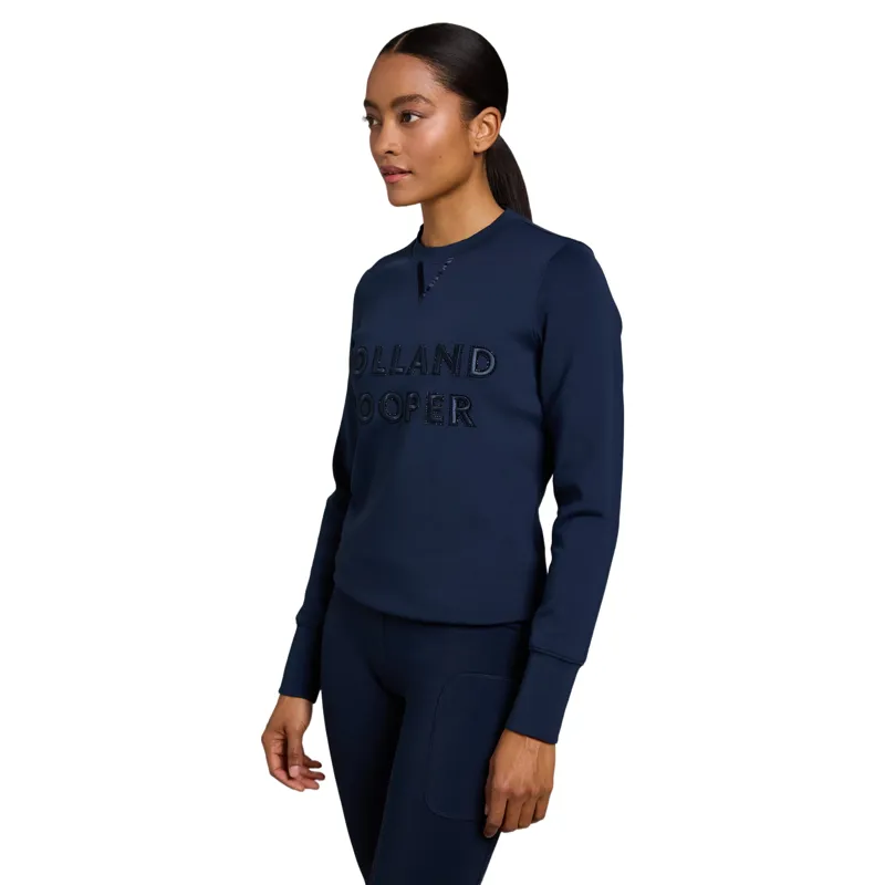 Holland Cooper Crystal Crew Womens Sweater - Ink Navy-2