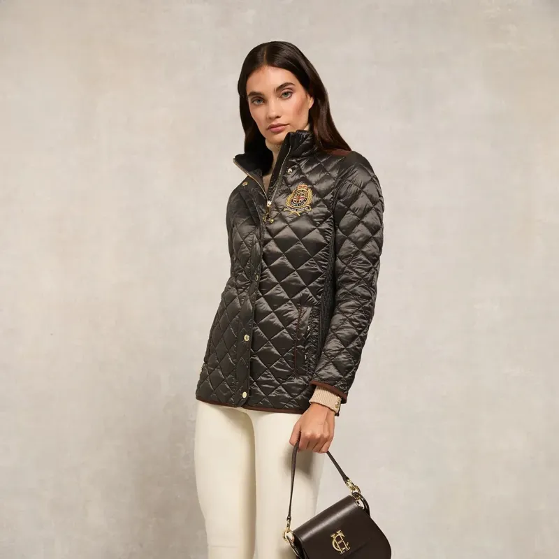 Holland Cooper Diamond Quilt Classic Womens Jacket - Khaki-1