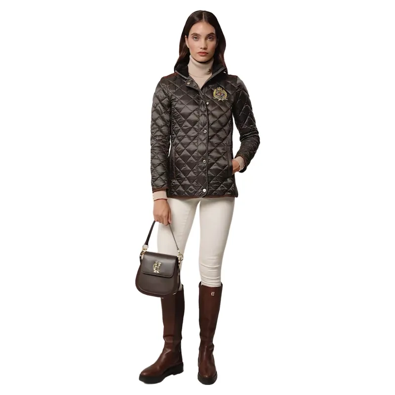 Holland Cooper Diamond Quilt Classic Womens Jacket - Khaki-4