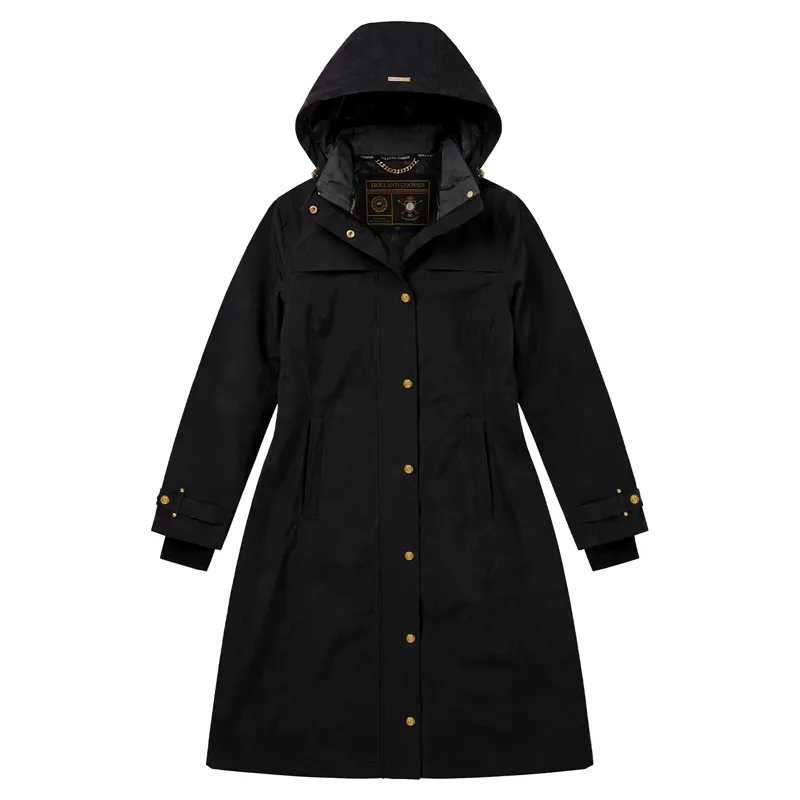 Holland Cooper Folgate Womens Long Waterproof Rain Coat - Black-1