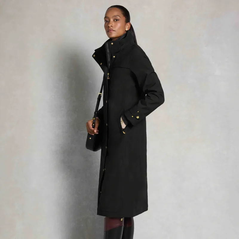 Holland Cooper Folgate Womens Long Waterproof Rain Coat - Black-7