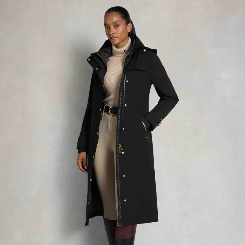 Holland Cooper Folgate Womens Long Waterproof Rain Coat - Black-5