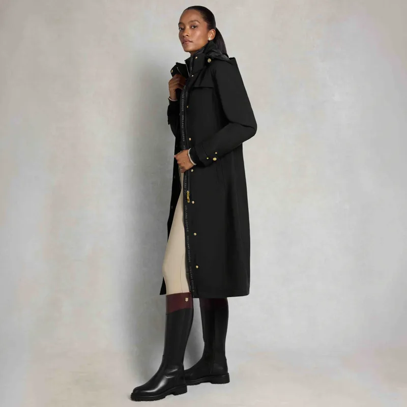 Holland Cooper Folgate Womens Long Waterproof Rain Coat - Black-3