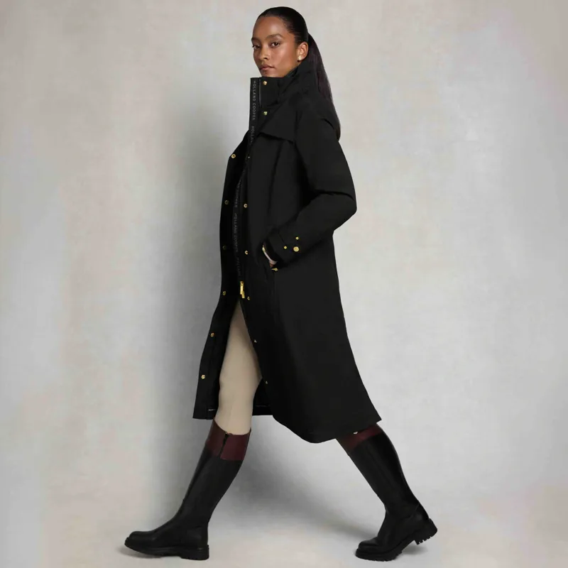 Holland Cooper Folgate Womens Long Waterproof Rain Coat - Black-6