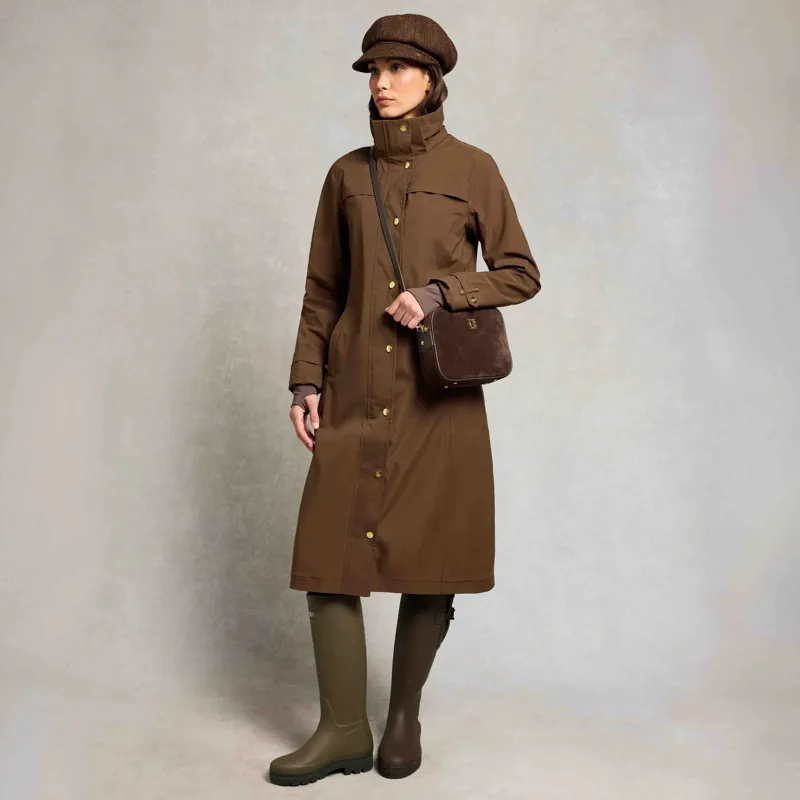 Holland Cooper Folgate Womens Long Waterproof Rain Coat - Chestnut-6