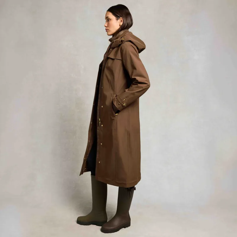 Holland Cooper Folgate Womens Long Waterproof Rain Coat - Chestnut-5
