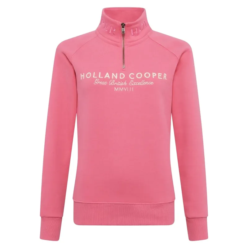 Holland Cooper Sporting Goods Henley Womens Quarter Zip - Peony Pink-4