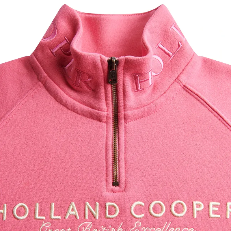 Holland Cooper Sporting Goods Henley Womens Quarter Zip - Peony Pink-5