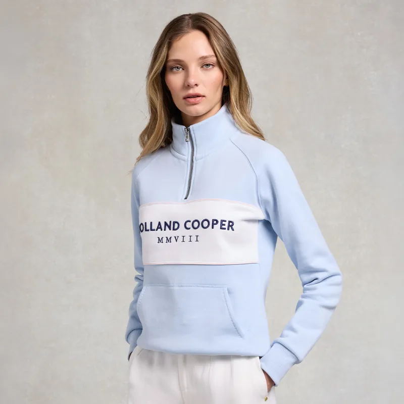 Holland Cooper Henley Womens Quarter Zip - Pale Blue