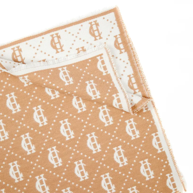 Holland Cooper Lightweight Monogram Scarf - Camel/Cream-6