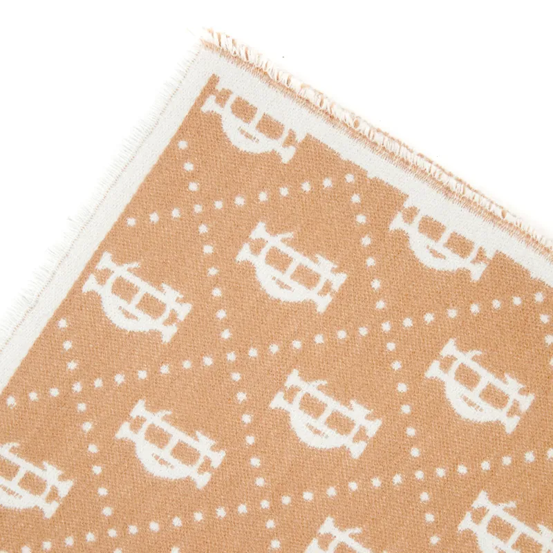 Holland Cooper Lightweight Monogram Scarf - Camel/Cream-2