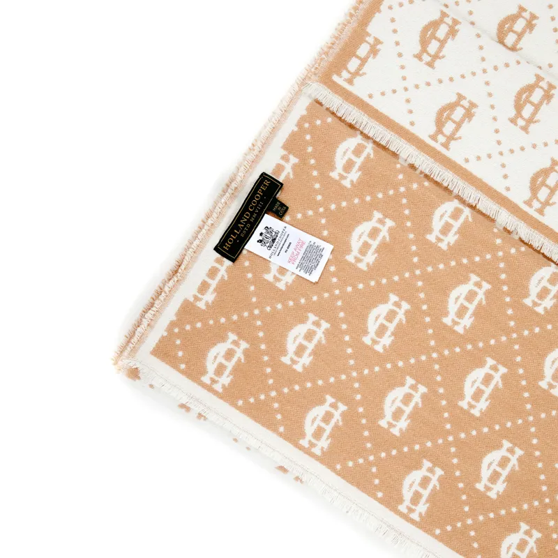 Holland Cooper Lightweight Monogram Scarf - Camel/Cream-3