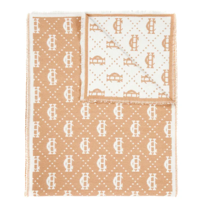 Holland Cooper Lightweight Monogram Scarf - Camel/Cream-1